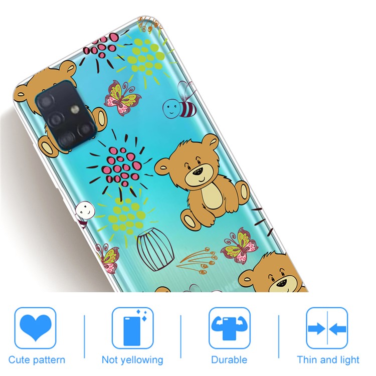 Pattern Printing IMD TPU Shell Case for Samsung Galaxy A51 - Bear-4