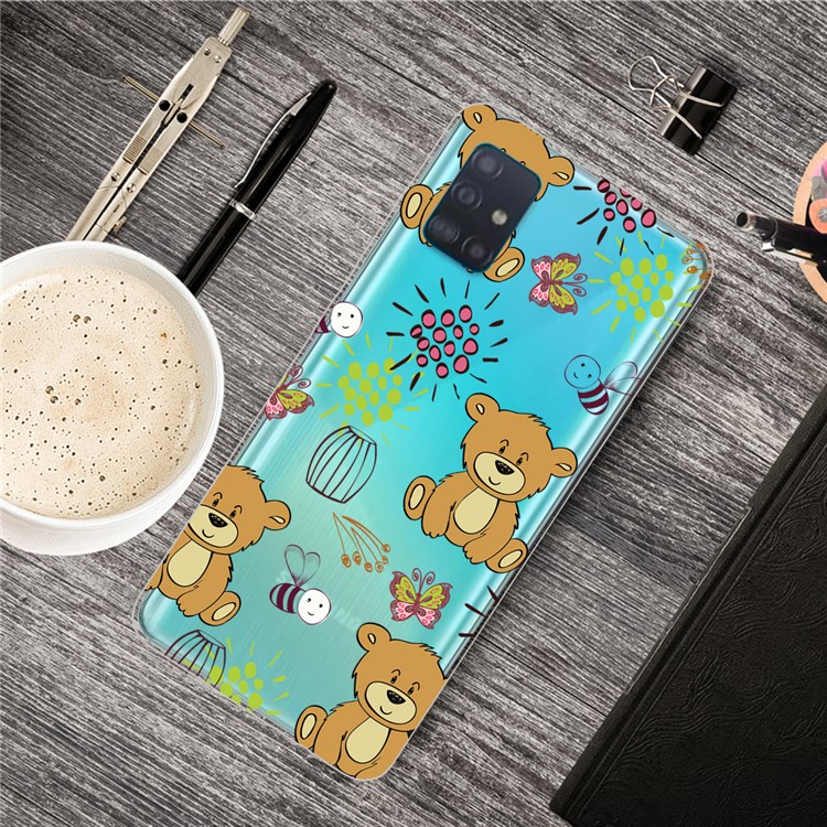 Pattern Printing IMD TPU Shell Case for Samsung Galaxy A51 - Bear-5