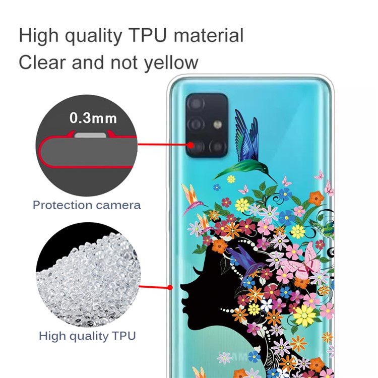 Pattern Printing IMD TPU Shell Case for Samsung Galaxy A51 - Flowered Beauty-2