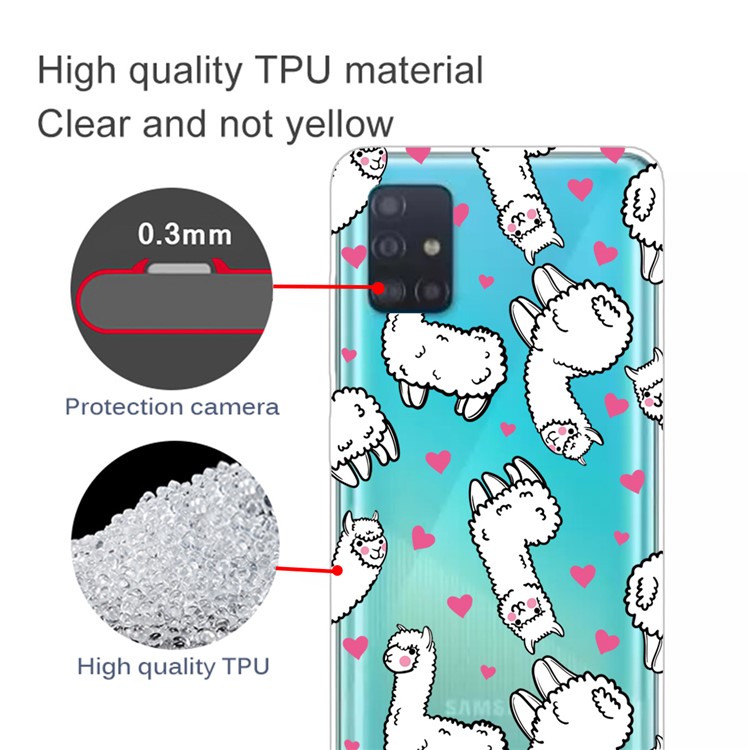 Pattern Printing IMD TPU Shell Case for Samsung Galaxy A51 - Alpaca-2