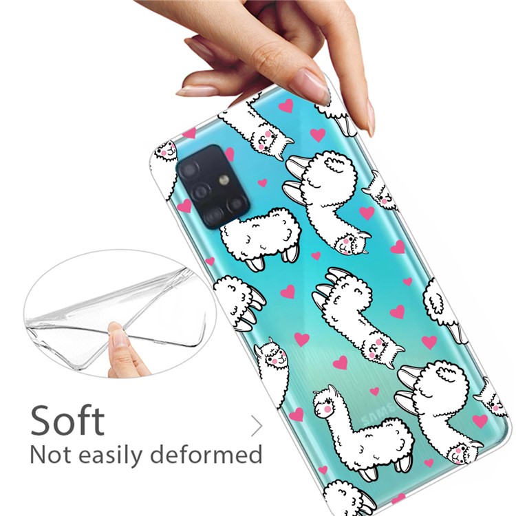 Pattern Printing IMD TPU Shell Case for Samsung Galaxy A51 - Alpaca-3