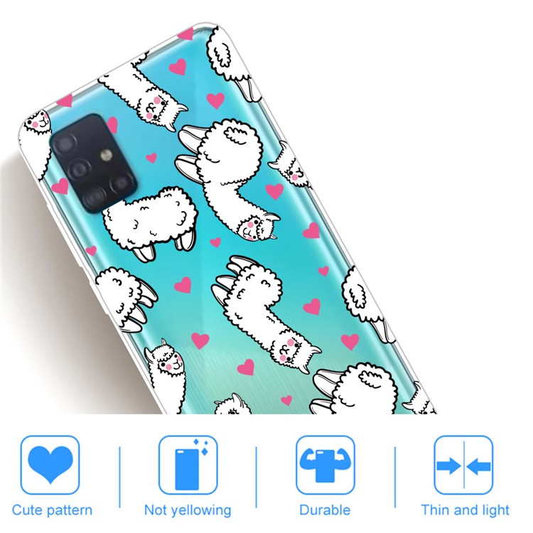 Pattern Printing IMD TPU Shell Case for Samsung Galaxy A51 - Alpaca-4