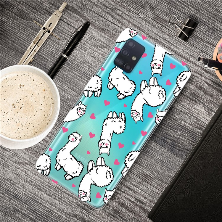 Pattern Printing IMD TPU Shell Case for Samsung Galaxy A51 - Alpaca-5