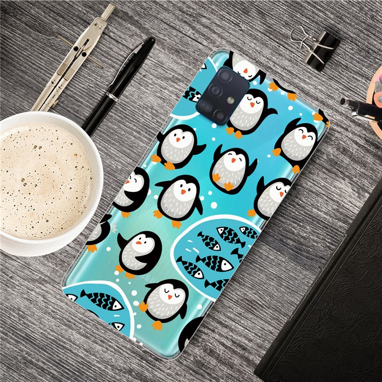 Pattern Printing IMD TPU Soft Cell Phone Case for Samsung Galaxy A51 - Penguin-5