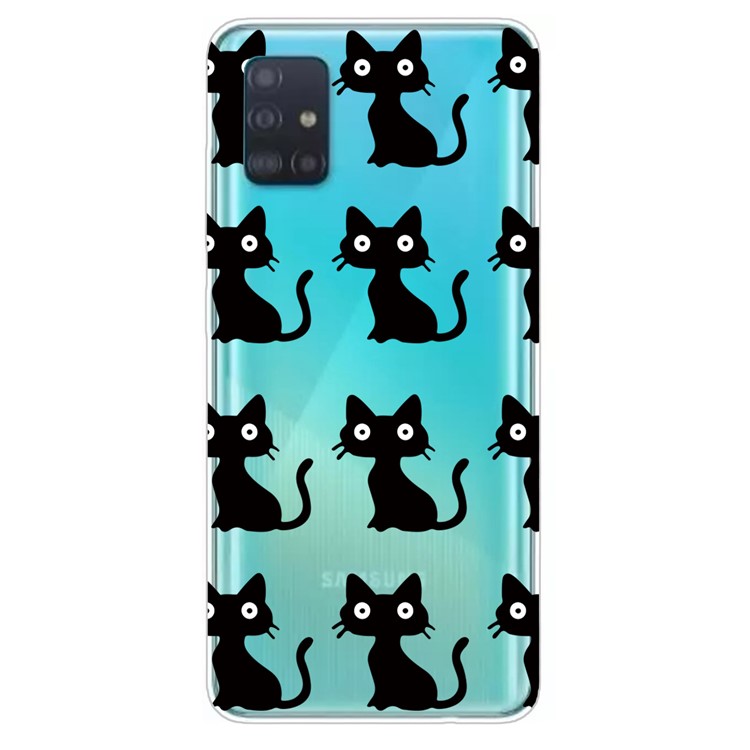 Pattern Printing IMD TPU Soft Cell Phone Case for Samsung Galaxy A51 - Black Cat-1