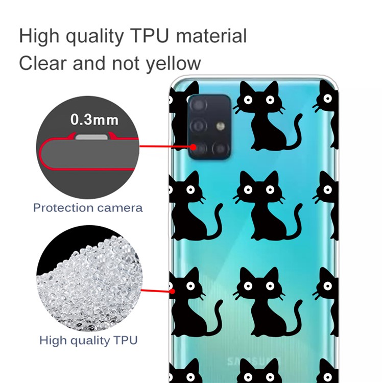 Pattern Printing IMD TPU Soft Cell Phone Case for Samsung Galaxy A51 - Black Cat-2