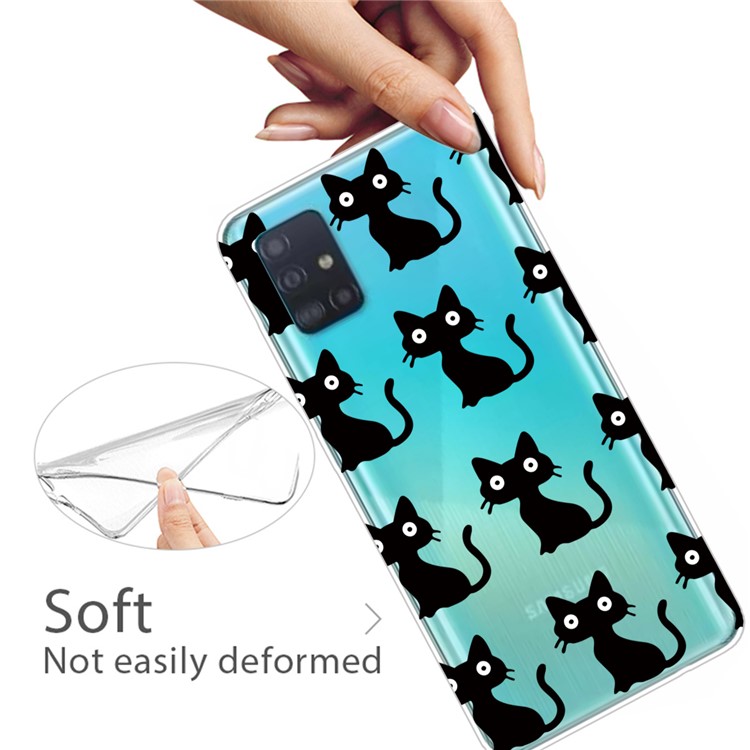 Pattern Printing IMD TPU Soft Cell Phone Case for Samsung Galaxy A51 - Black Cat-3