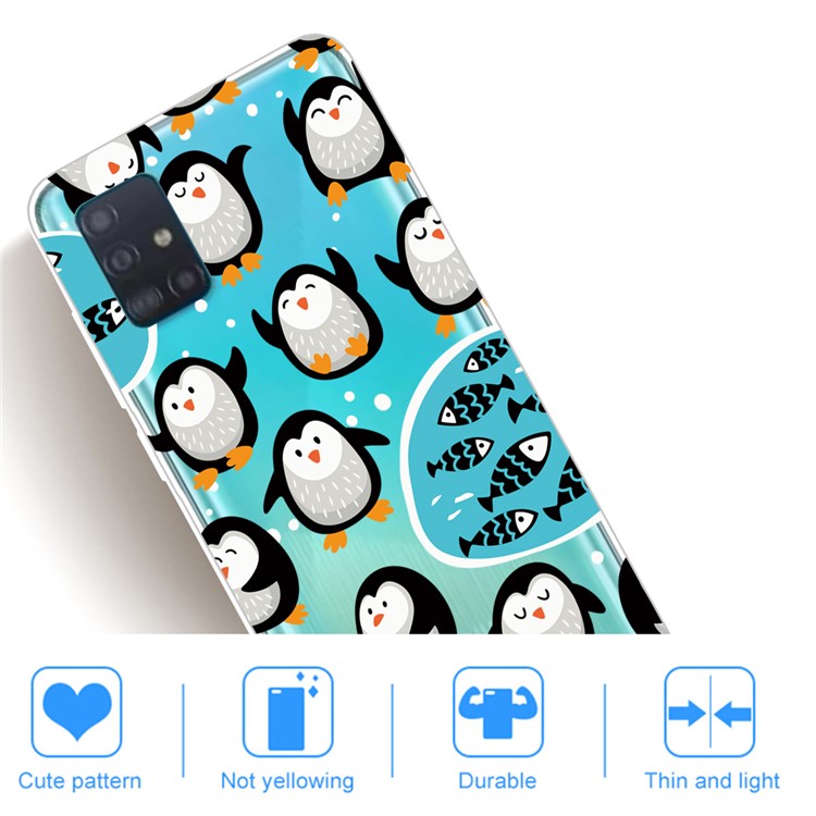 Pattern Printing IMD TPU Soft Phone Case Shell for Samsung Galaxy A71 - Penguin-4