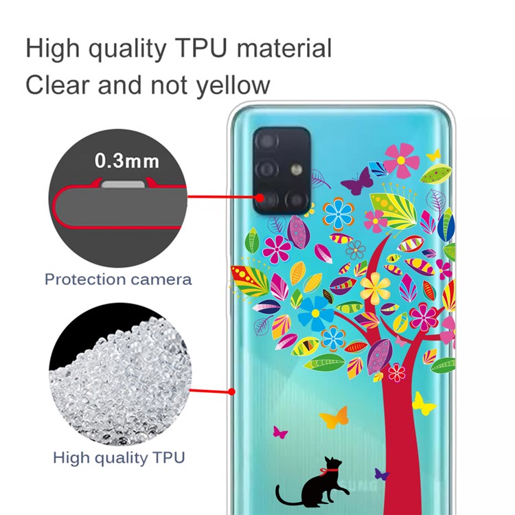 Pattern Printing IMD TPU Soft Phone Case Shell for Samsung Galaxy A71 - Cat and Tree-2