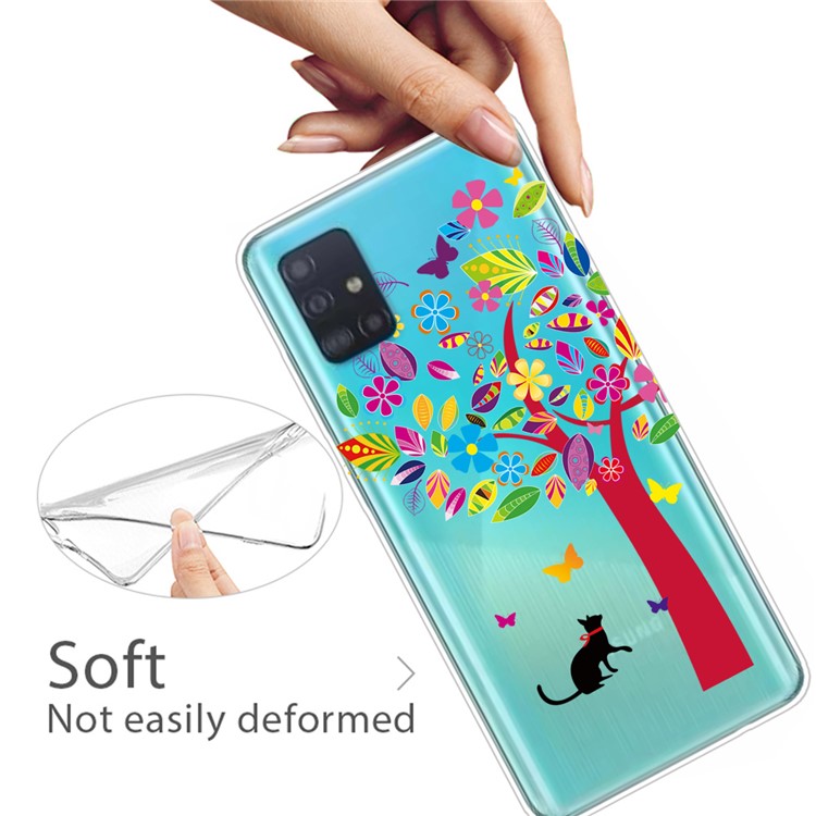 Pattern Printing IMD TPU Soft Phone Case Shell for Samsung Galaxy A71 - Cat and Tree-3