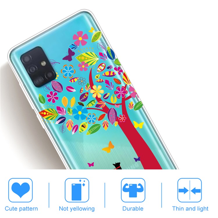 Pattern Printing IMD TPU Soft Phone Case Shell for Samsung Galaxy A71 - Cat and Tree-4