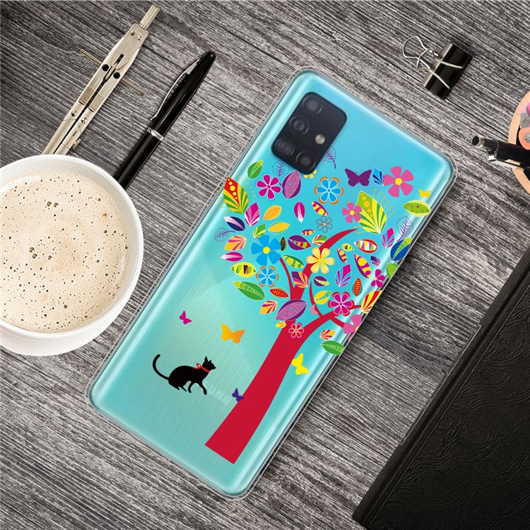 Pattern Printing IMD TPU Soft Phone Case Shell for Samsung Galaxy A71 - Cat and Tree-5