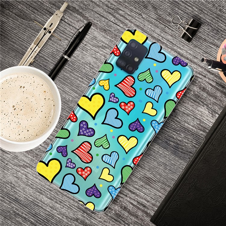 Pattern Printing IMD TPU Soft Phone Case Shell for Samsung Galaxy A71 - Hearts-5