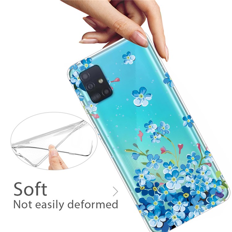 Pattern Printing IMD TPU Soft Phone Case Shell for Samsung Galaxy A71 - Blue Flowers-3