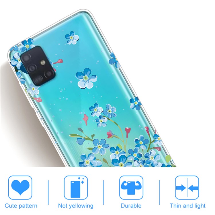 Pattern Printing IMD TPU Soft Phone Case Shell for Samsung Galaxy A71 - Blue Flowers-4