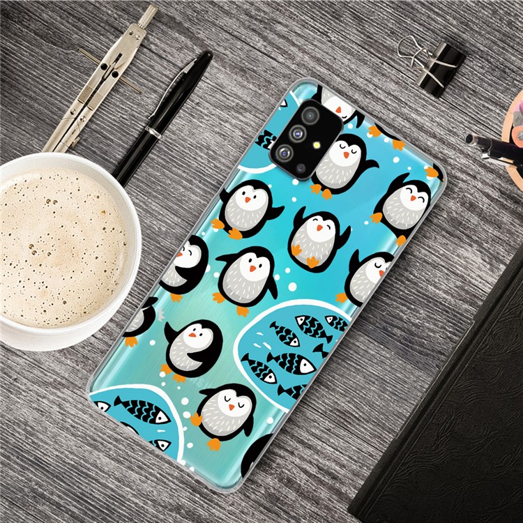 Pattern Printing IMD Clear TPU Phone Case for Samsung Galaxy S20 Plus - Penguin-5
