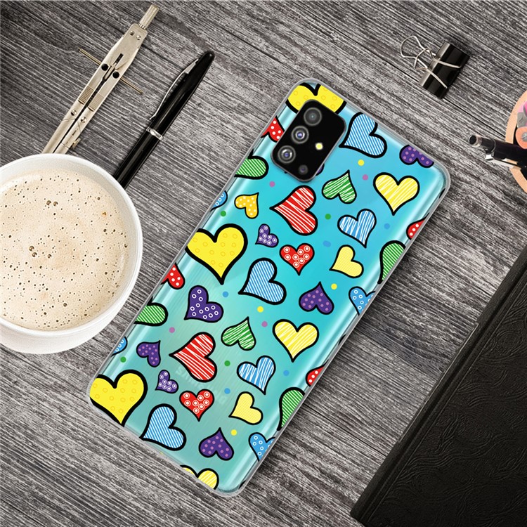 Pattern Printing IMD Clear TPU Phone Case for Samsung Galaxy S20 Plus - Love Hearts-5
