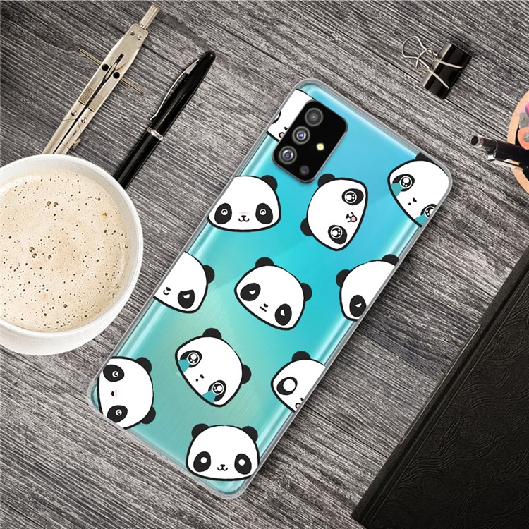 Pattern Printing IMD Clear TPU Phone Case for Samsung Galaxy S20 Plus - Pandas-5