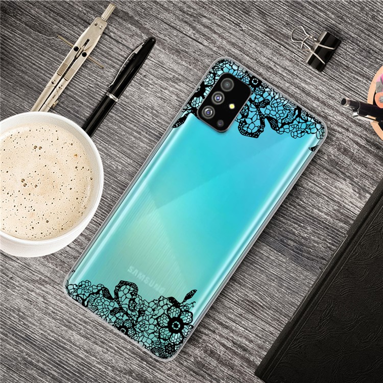 Pattern Printing IMD TPU Shell for Samsung Galaxy S20 Plus - Black Flower-5