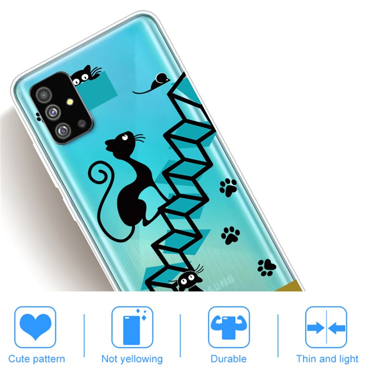Pattern Printing IMD TPU Clear Phone Shell for Samsung Galaxy S20 - Black Cat-4