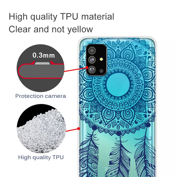 Impressão de Padrões IMD TPU Clear Phone Shell Para Samsung Galaxy S20 4G/S20 5G - Apanhador de Sonhos