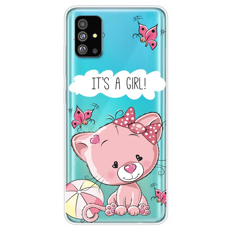Pattern Printing IMD TPU Clear Phone Shell for Samsung Galaxy S20 - Pink Cat-1