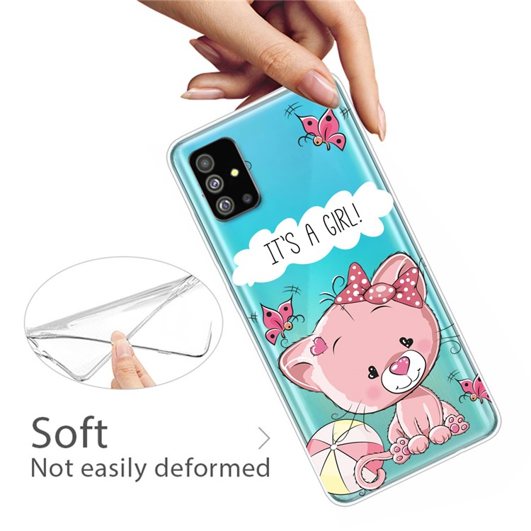Pattern Printing IMD TPU Clear Phone Shell for Samsung Galaxy S20 - Pink Cat-3