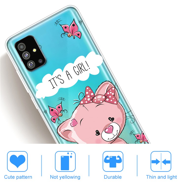Pattern Printing IMD TPU Clear Phone Shell for Samsung Galaxy S20 - Pink Cat-4