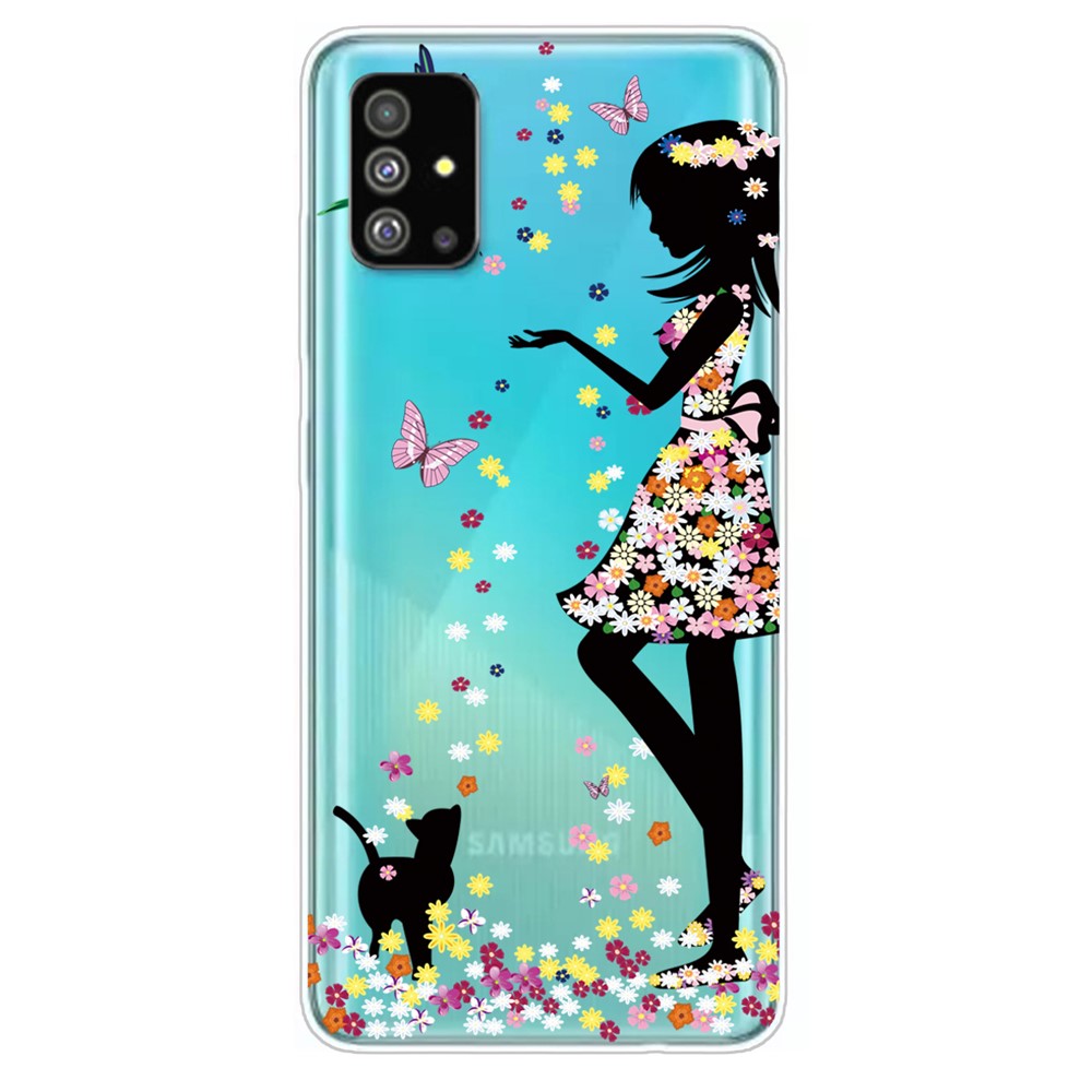 Pattern Printing IMD TPU Clear Phone Shell for Samsung Galaxy S20 - Girl-1