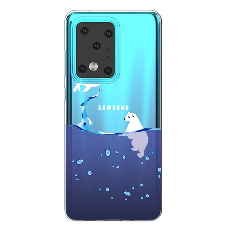 Pattern Printing IMD TPU Clear Phone Shell for Samsung Galaxy S20 Ultra - Polar Bear-1
