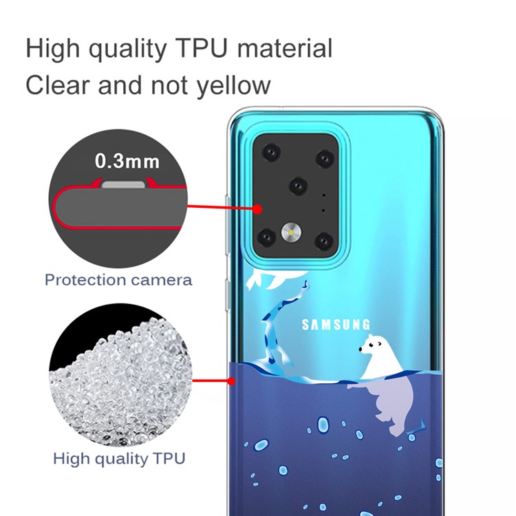 Pattern Printing IMD TPU Clear Phone Shell for Samsung Galaxy S20 Ultra - Polar Bear-2