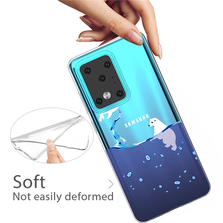 Pattern Printing IMD TPU Clear Phone Shell for Samsung Galaxy S20 Ultra - Polar Bear-3