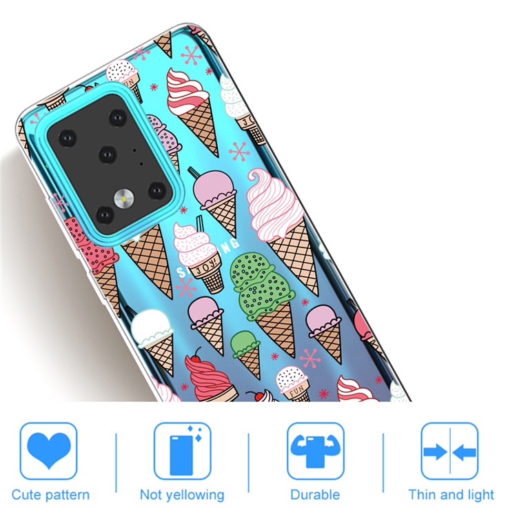 Pattern Printing IMD TPU Clear Phone Shell for Samsung Galaxy S20 Ultra - Ice Cream-4