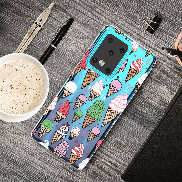 Pattern Printing IMD TPU Clear Phone Shell for Samsung Galaxy S20 Ultra - Ice Cream-5