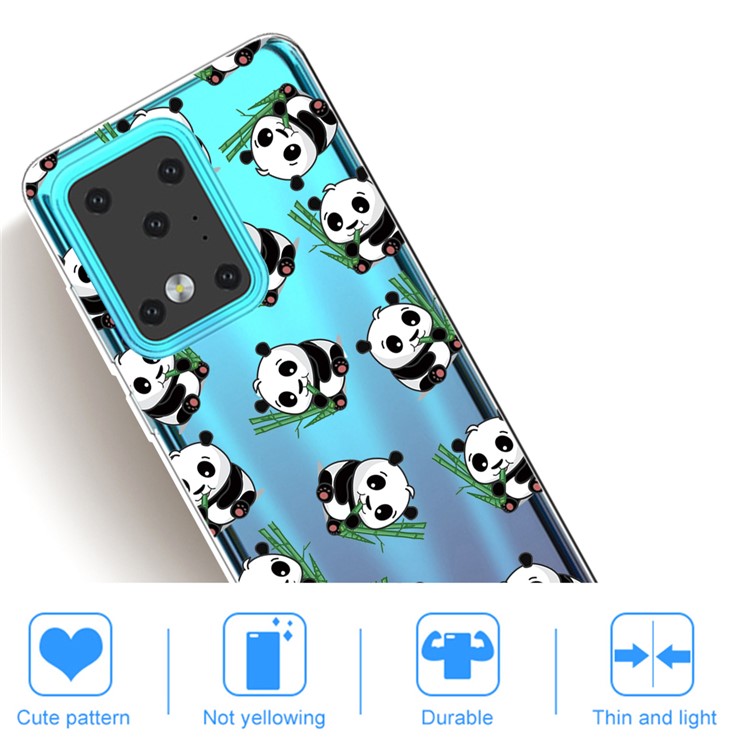 Pattern Printing IMD TPU Clear Phone Shell for Samsung Galaxy S20 Ultra - Pandas-4