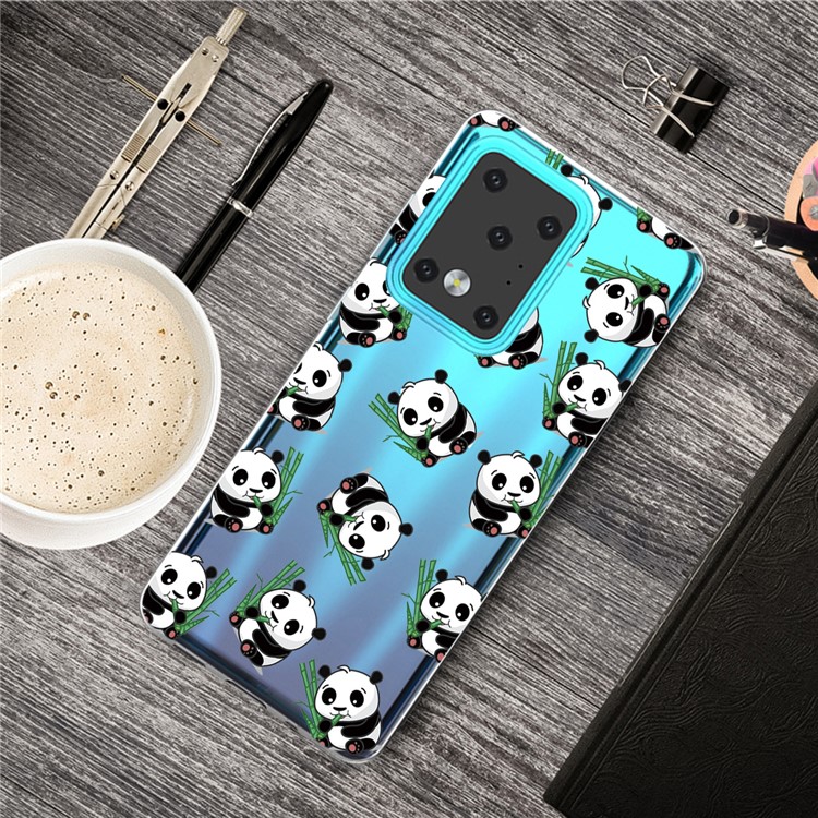 Pattern Printing IMD TPU Clear Phone Shell for Samsung Galaxy S20 Ultra - Pandas-5