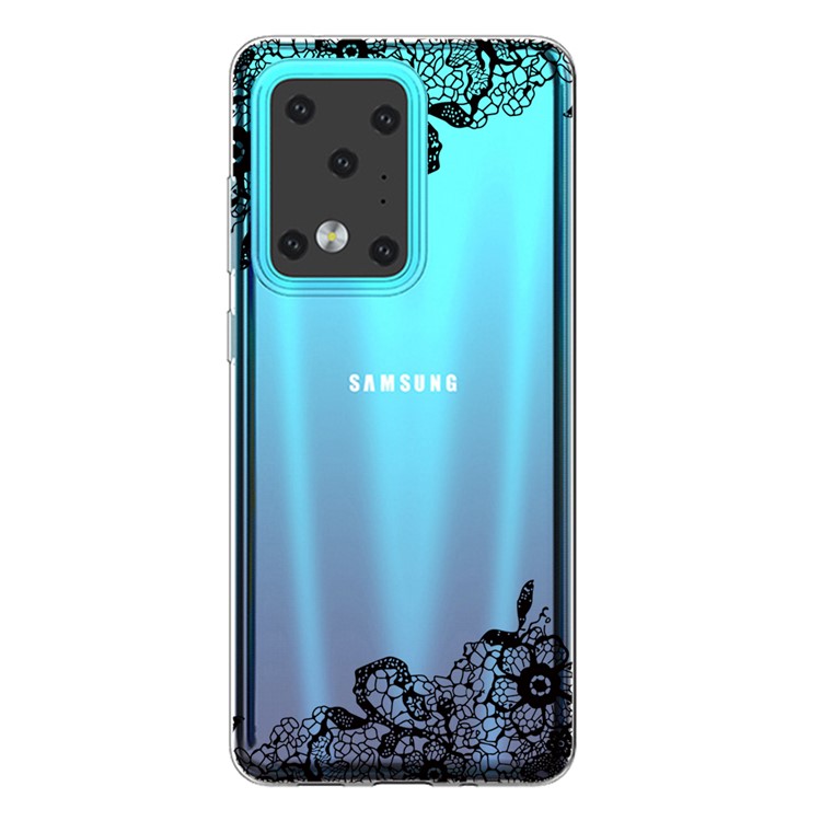 Pattern Printing IMD TPU Clear Phone Shell for Samsung Galaxy S20 Ultra - Lace Flower-1