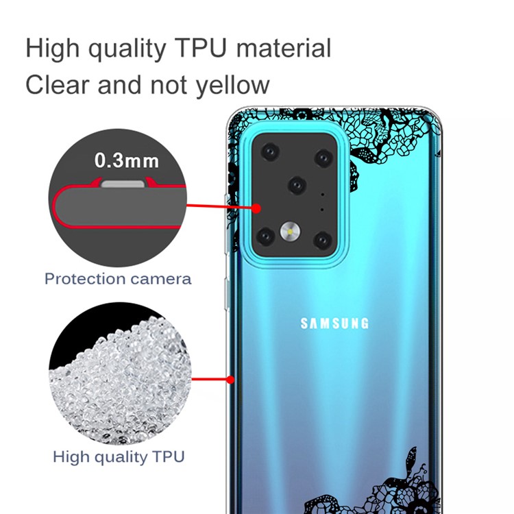 Pattern Printing IMD TPU Clear Phone Shell for Samsung Galaxy S20 Ultra - Lace Flower-2