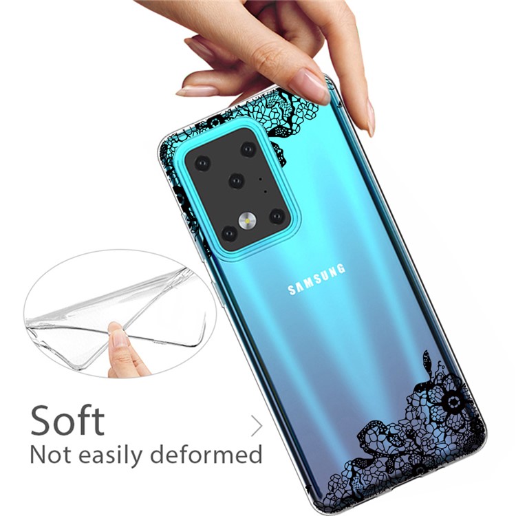 Pattern Printing IMD TPU Clear Phone Shell for Samsung Galaxy S20 Ultra - Lace Flower-3