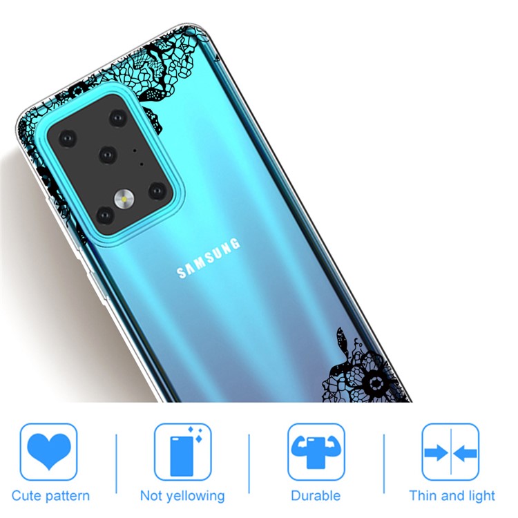 Pattern Printing IMD TPU Clear Phone Shell for Samsung Galaxy S20 Ultra - Lace Flower-4