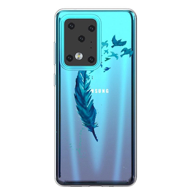 Pattern Printing IMD TPU Clear Phone Shell for Samsung Galaxy S20 Ultra - Feather-1