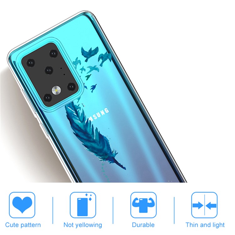 Pattern Printing IMD TPU Clear Phone Shell for Samsung Galaxy S20 Ultra - Feather-4