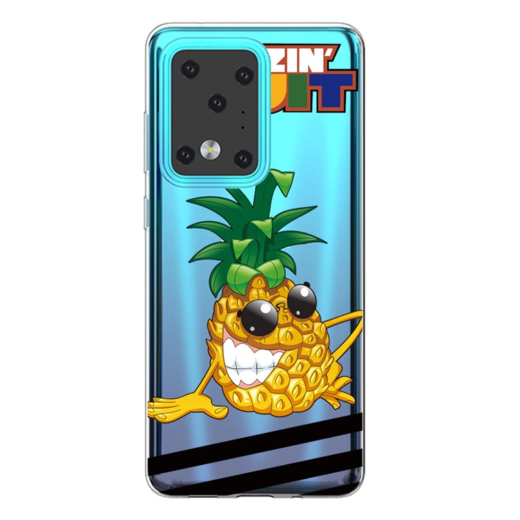 Pattern Printing IMD TPU Clear Phone Shell for Samsung Galaxy S20 Ultra - Pineapple-1