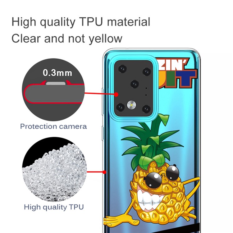Pattern Printing IMD TPU Clear Phone Shell for Samsung Galaxy S20 Ultra - Pineapple-2