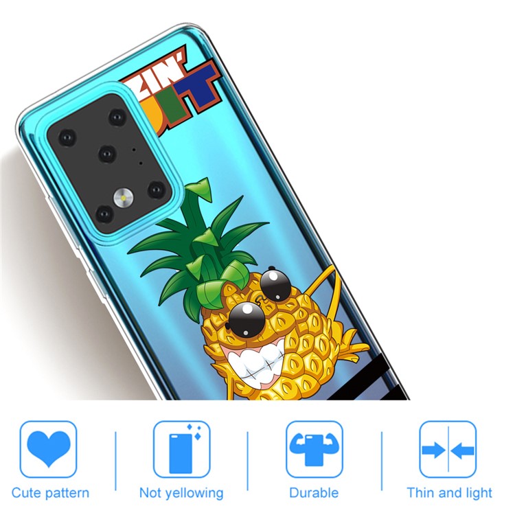 Pattern Printing IMD TPU Clear Phone Shell for Samsung Galaxy S20 Ultra - Pineapple-4