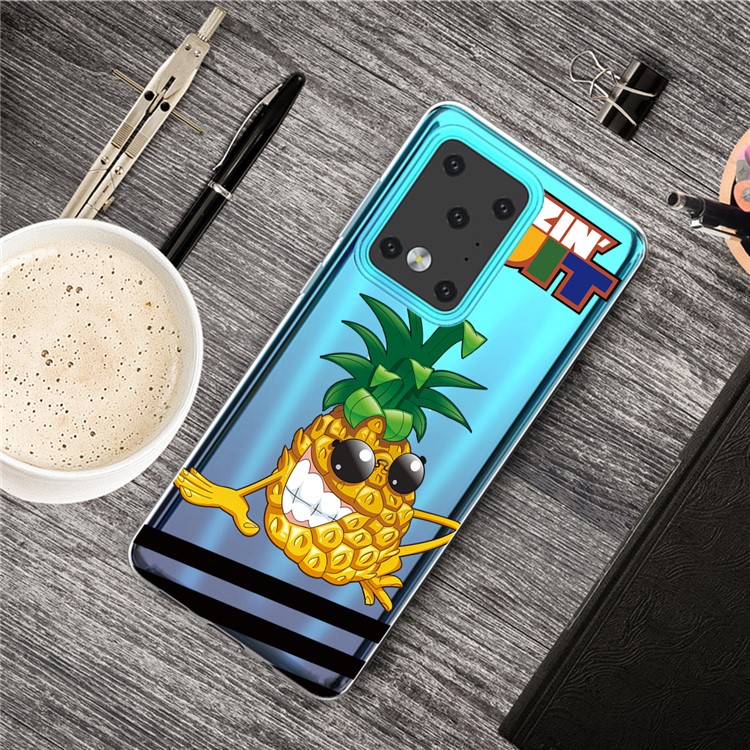 Pattern Printing IMD TPU Clear Phone Shell for Samsung Galaxy S20 Ultra - Pineapple-5
