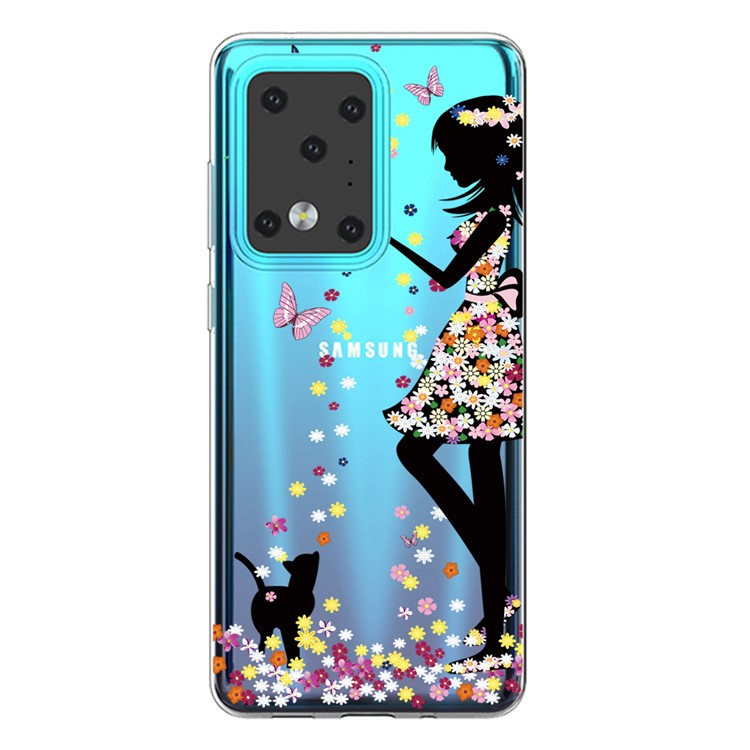 Pattern Printing IMD TPU Clear Phone Shell for Samsung Galaxy S20 Ultra - Girl-1