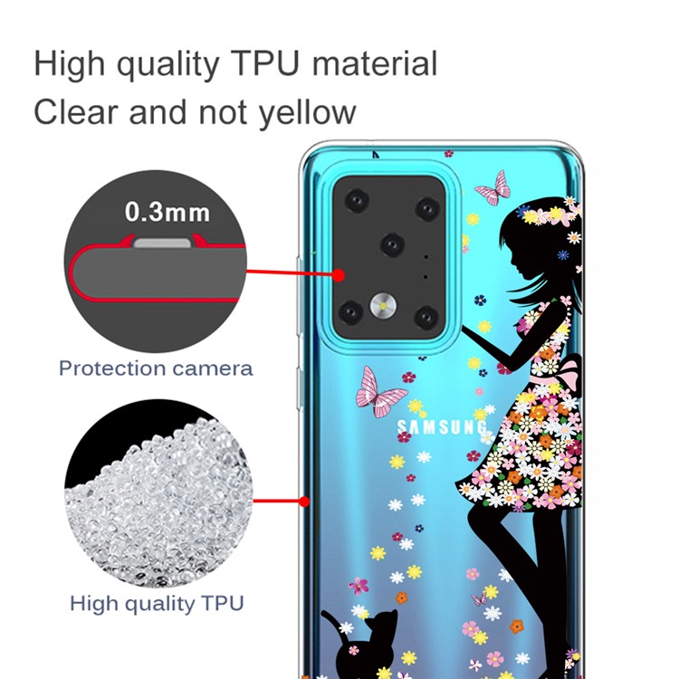 Pattern Printing IMD TPU Clear Phone Shell for Samsung Galaxy S20 Ultra - Girl-2