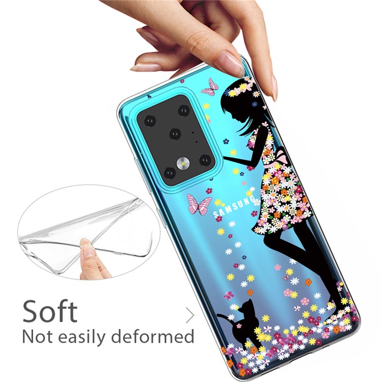 Pattern Printing IMD TPU Clear Phone Shell for Samsung Galaxy S20 Ultra - Girl-3