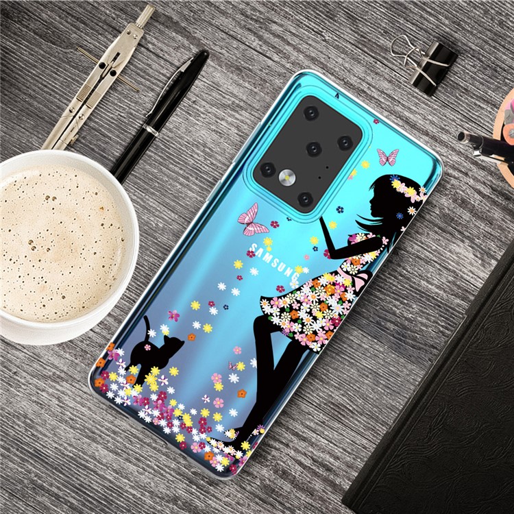 Pattern Printing IMD TPU Clear Phone Shell for Samsung Galaxy S20 Ultra - Girl-5